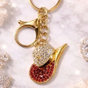 Rhinestone Cowboy Hat Keychain • Gold Lobster Clasp Bag Charm • Western Glam